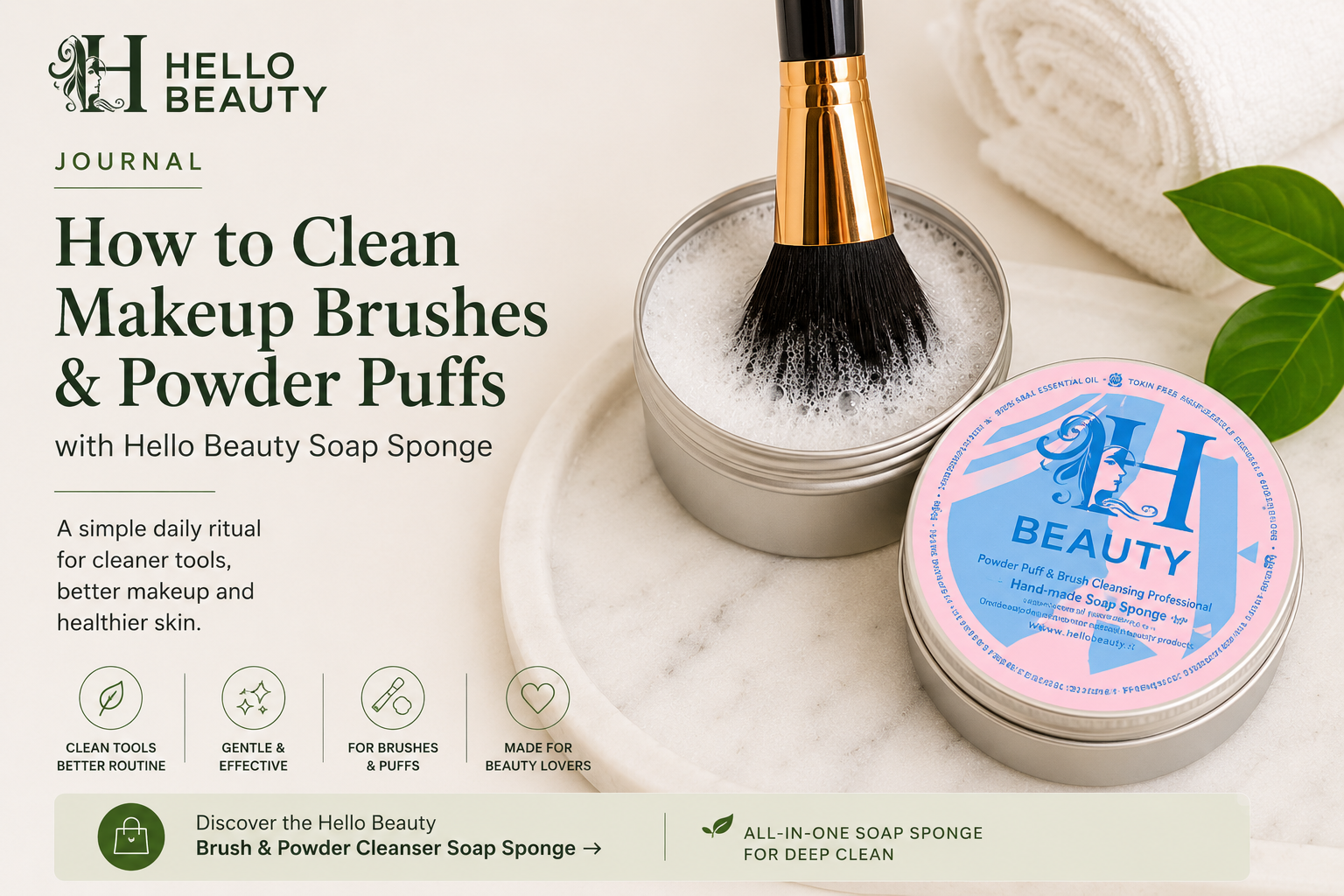 How to Clean Makeup Brushes & Powder Puffs | Hello Beauty Soap Sponge