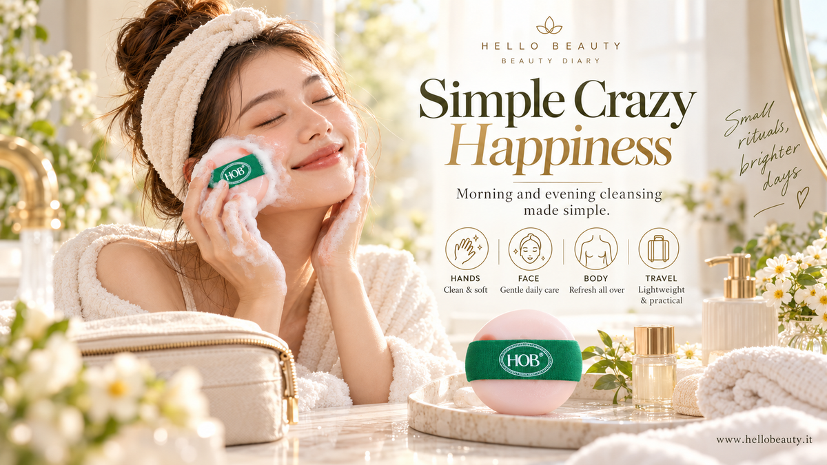 Hello Beauty Diary Simple Crazy Happiness daily cleansing ritual with 3-in-1 Soap Sponge