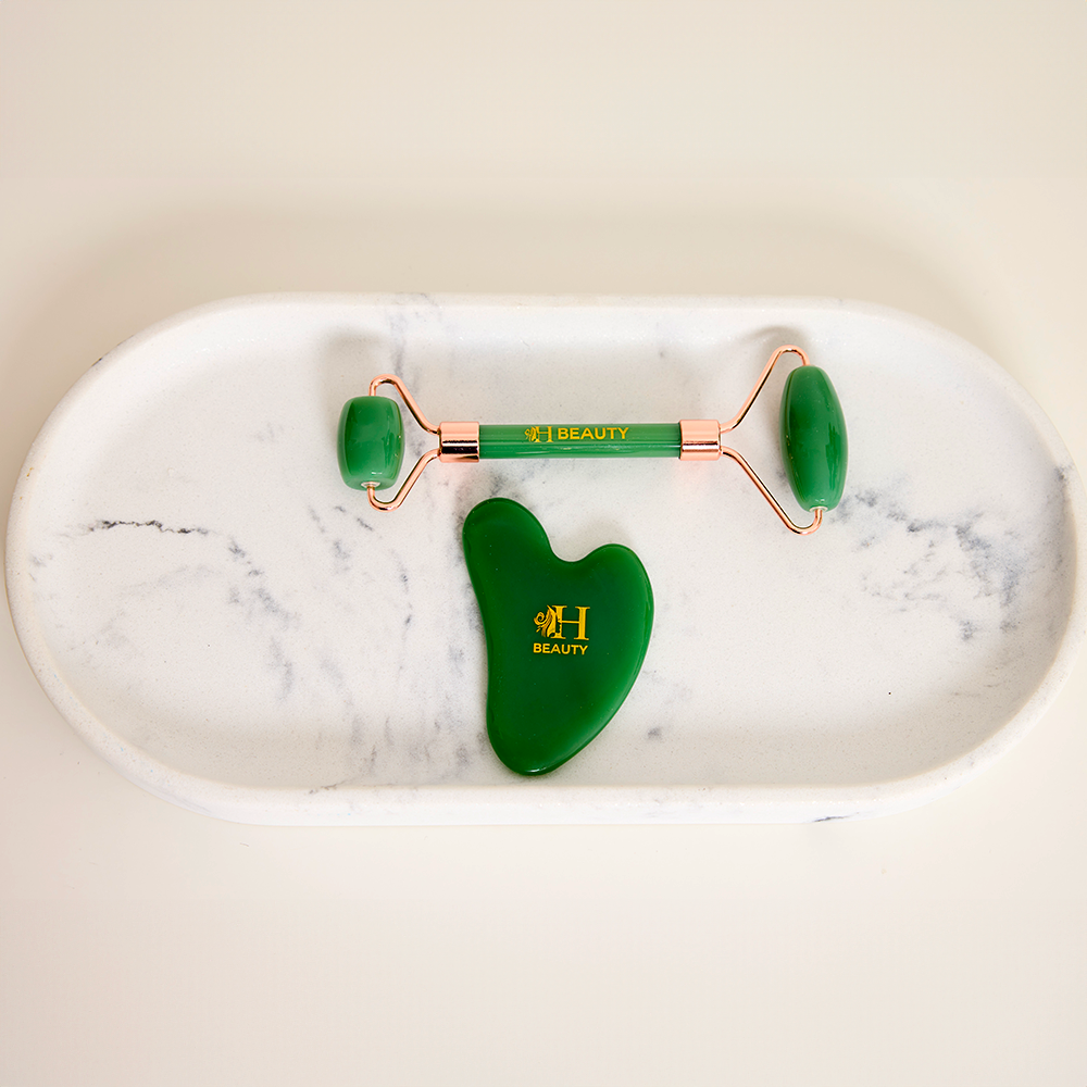 Green Jade Roller & Gua Sha Facial Massage Set