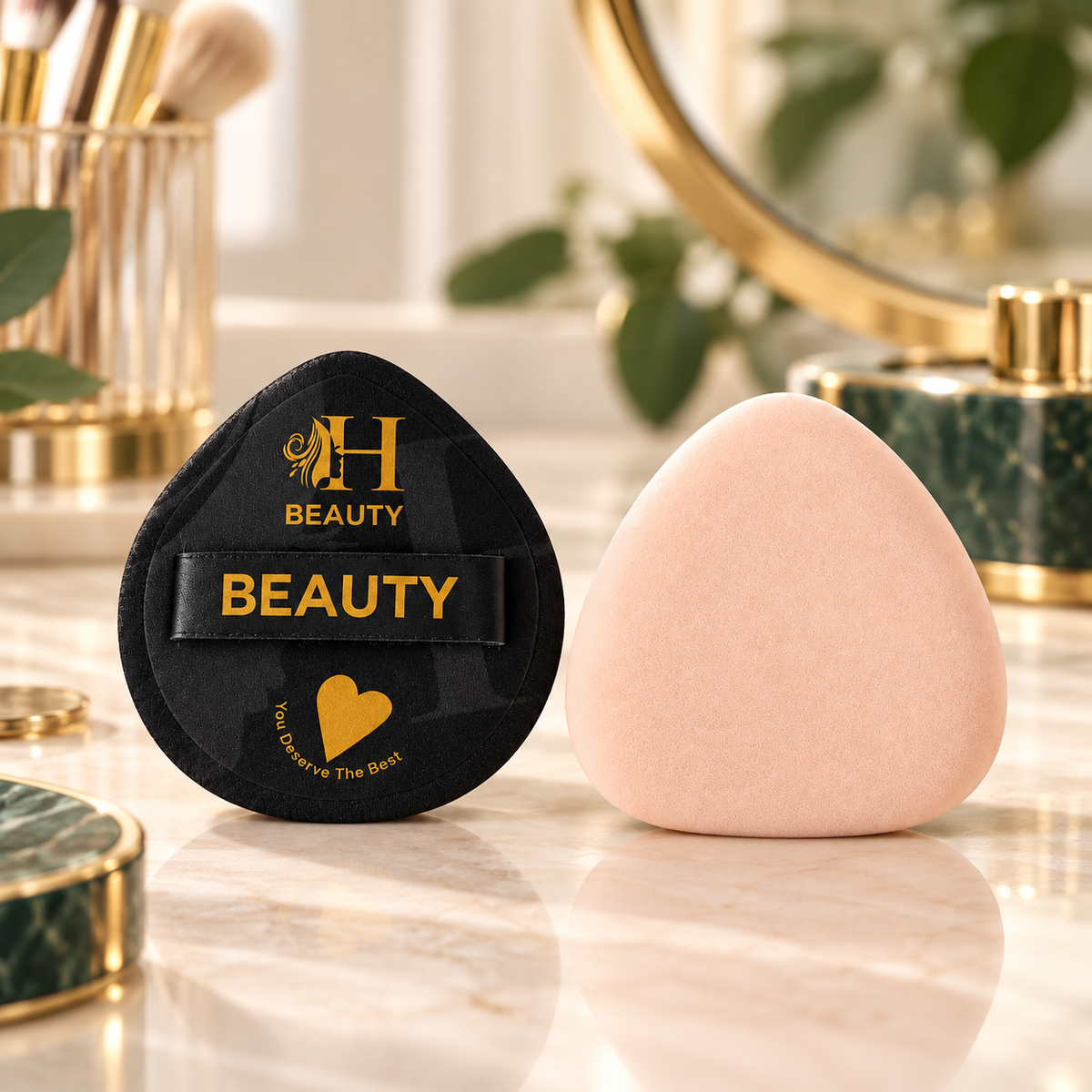 Hello Beauty Dual-Finish Foundation & Powder Puffs – Set of 2
