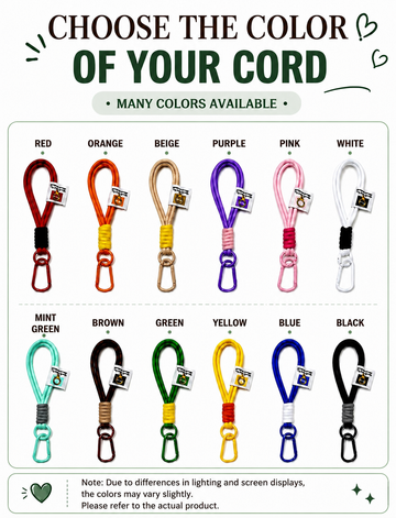 Choose two cord colours for the personalised keychain duo